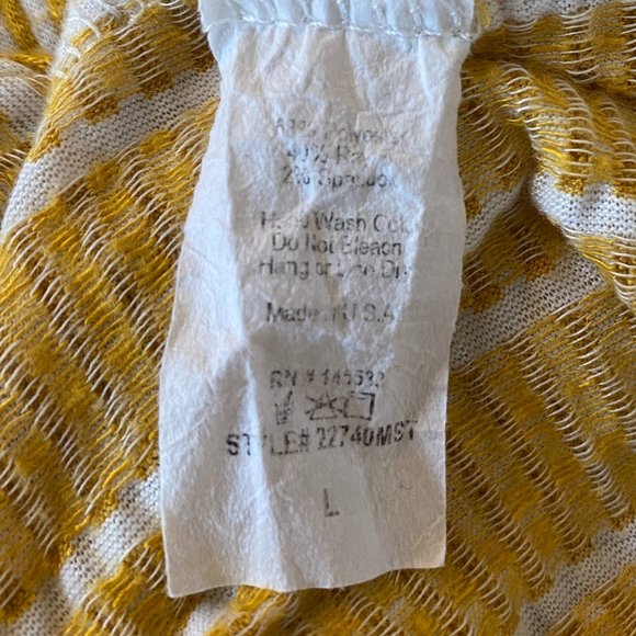 Anthropologie W5 Mustard Cream Striped Twist Bottom Top Blouse-L - Picture 9 of 10